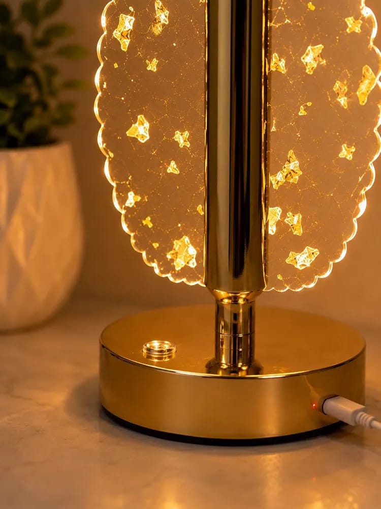 LumiLeaf™ Crystal LED Table Lamp – Elegant Gold Leaf Design