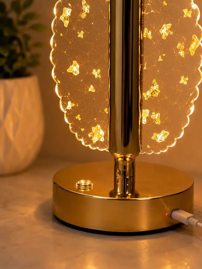 LumiLeaf™ Crystal LED Table Lamp – Elegant Gold Leaf Design