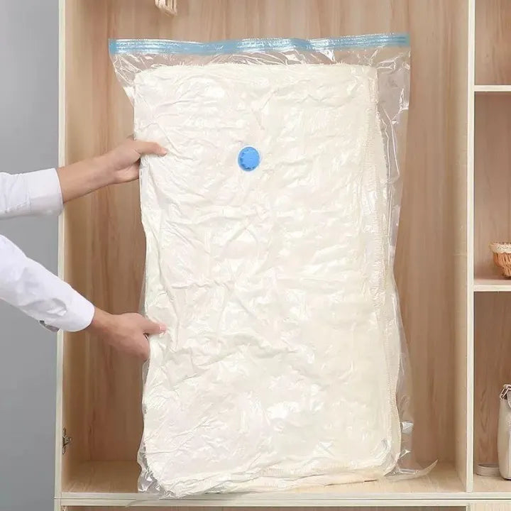 Vacuum Storage Bags with Hand Pump – Reusable Space Saver Compression Bags for Clothes, Blankets & Bedding