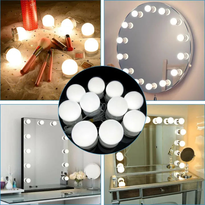 Hollywood LED Vanity Mirror Lights | 10 Dimmable Bulbs | 3 Color Modes | USB Powered Makeup Mirror Lighting Kit