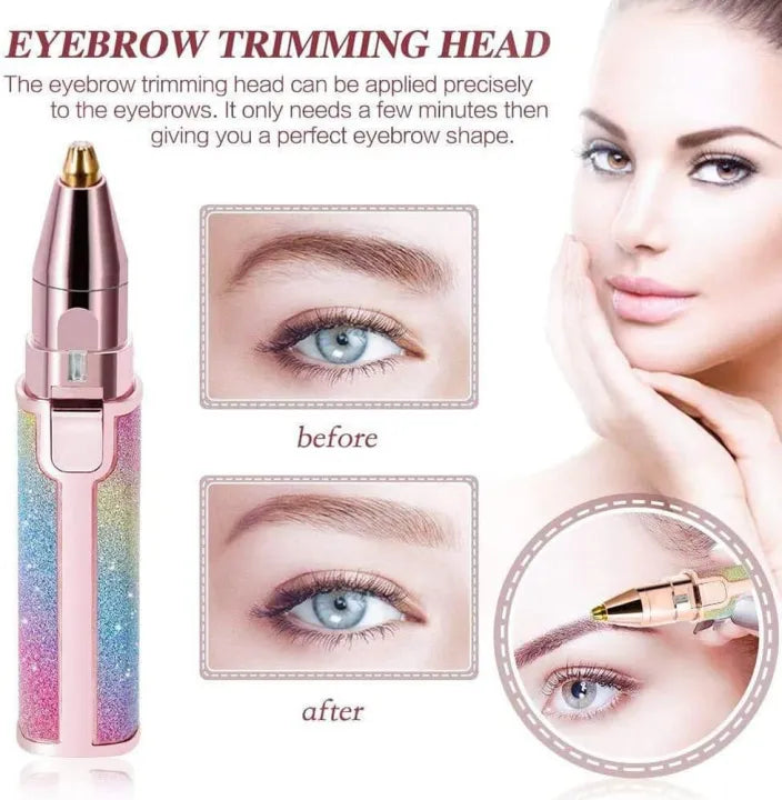 2-in-1 Rechargeable Eyebrow & Facial Hair Trimmer for Women – Painless Electric Mini Shaver for Eyebrows, Upper Lip & Face
