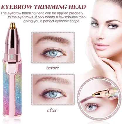2-in-1 Rechargeable Eyebrow & Facial Hair Trimmer for Women – Painless Electric Mini Shaver for Eyebrows, Upper Lip & Face