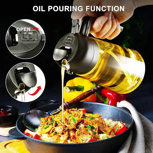 2-in-1 Oil Sprayer & Dispenser Bottle – 500ML Smart Kitchen Oil Control Bottle