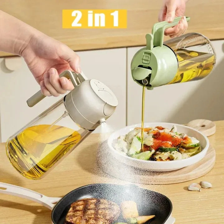 2-in-1 Oil Sprayer & Dispenser Bottle – 500ML Smart Kitchen Oil Control Bottle