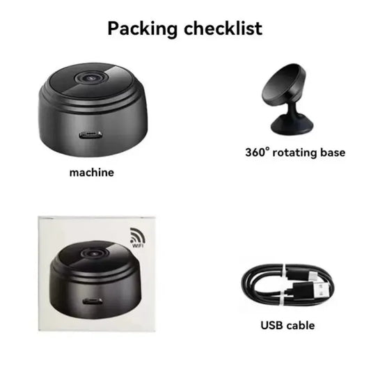 A9 Mini Smart WiFi Security Camera – 1080P HD Portable Indoor Camera with Night Vision & Motion Detection
