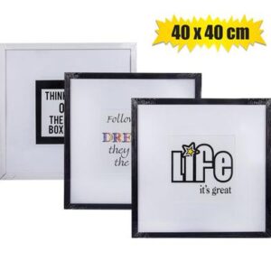 Plaque plastic frame 40x40cm blk & wht
