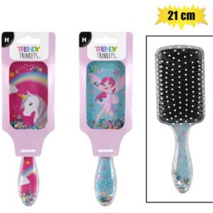 Hair brush sequin printed 21cm rect