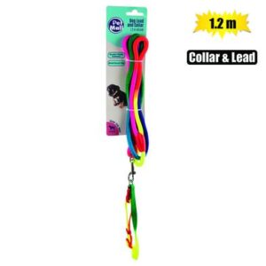 Pet dog-collar+lead rope set 1.2mx6mm