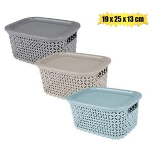 Basket pl pointy 19x25x13cm 3l w/lid