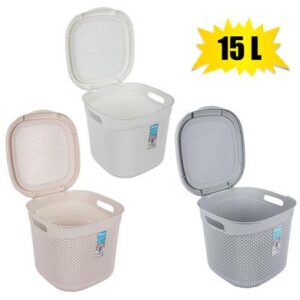 Basket pl drop patt 32x30x28cm 15l lid