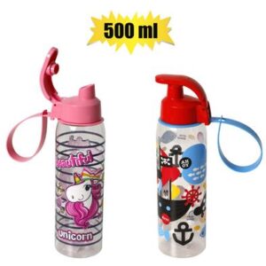 Water bottle 500ml unicorn/pirate asstd