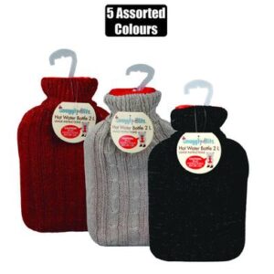 Hot water bottle w/knitted cover 2l