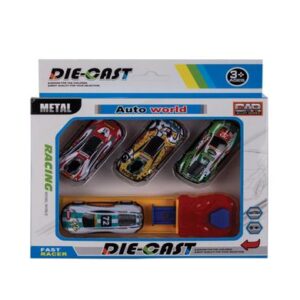 Die cast set w/4 cars & 1 launcher