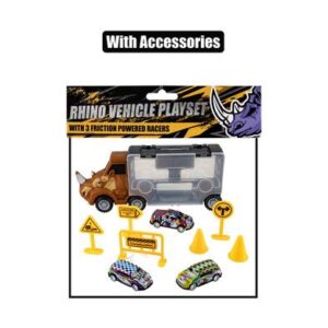 Vehicle playset rhino w/3 racers 27cm