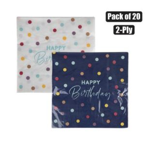 Serviettes 2ply 33cm 20pc dot h-birthday