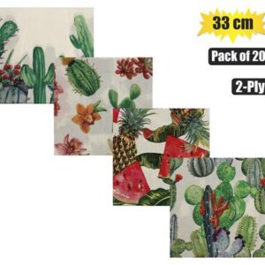 Serviettes 2ply 33cm 20pc cactus